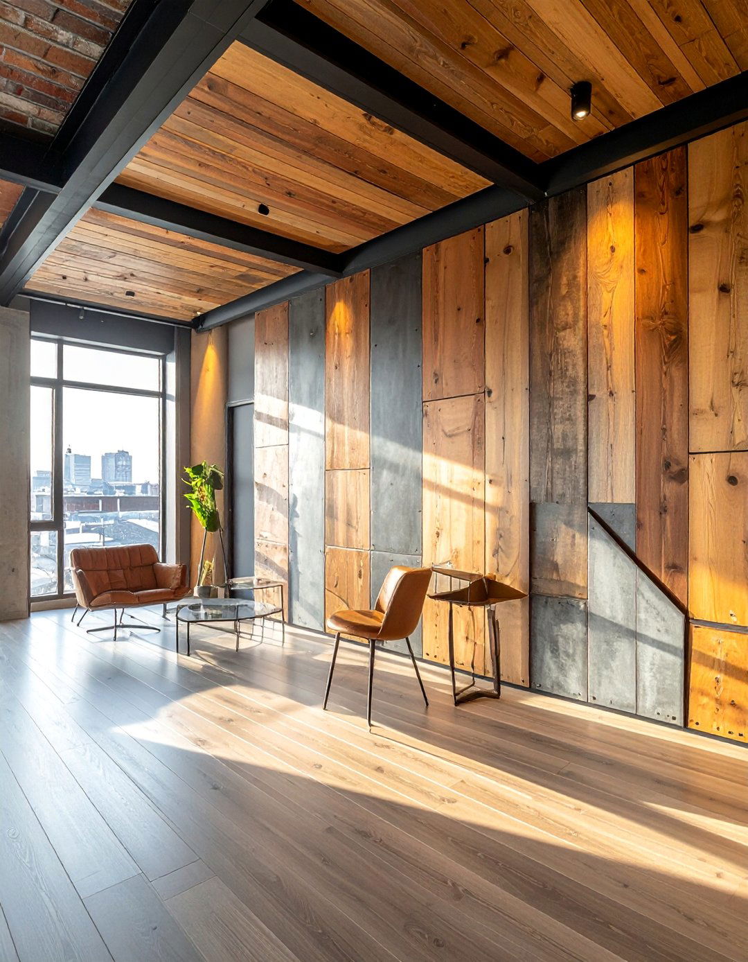 Industrial Metal and Wood Hybrid Panels - 40 Wall Paneling Ideas to Elevate Your Home's Interior Design
