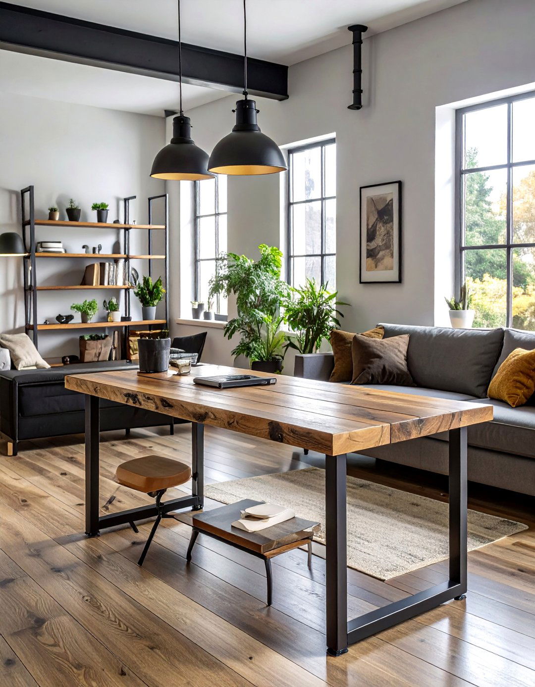 Industrial Pipe Desk Framework - 30 Desk in Living Room Ideas for a Functional Space