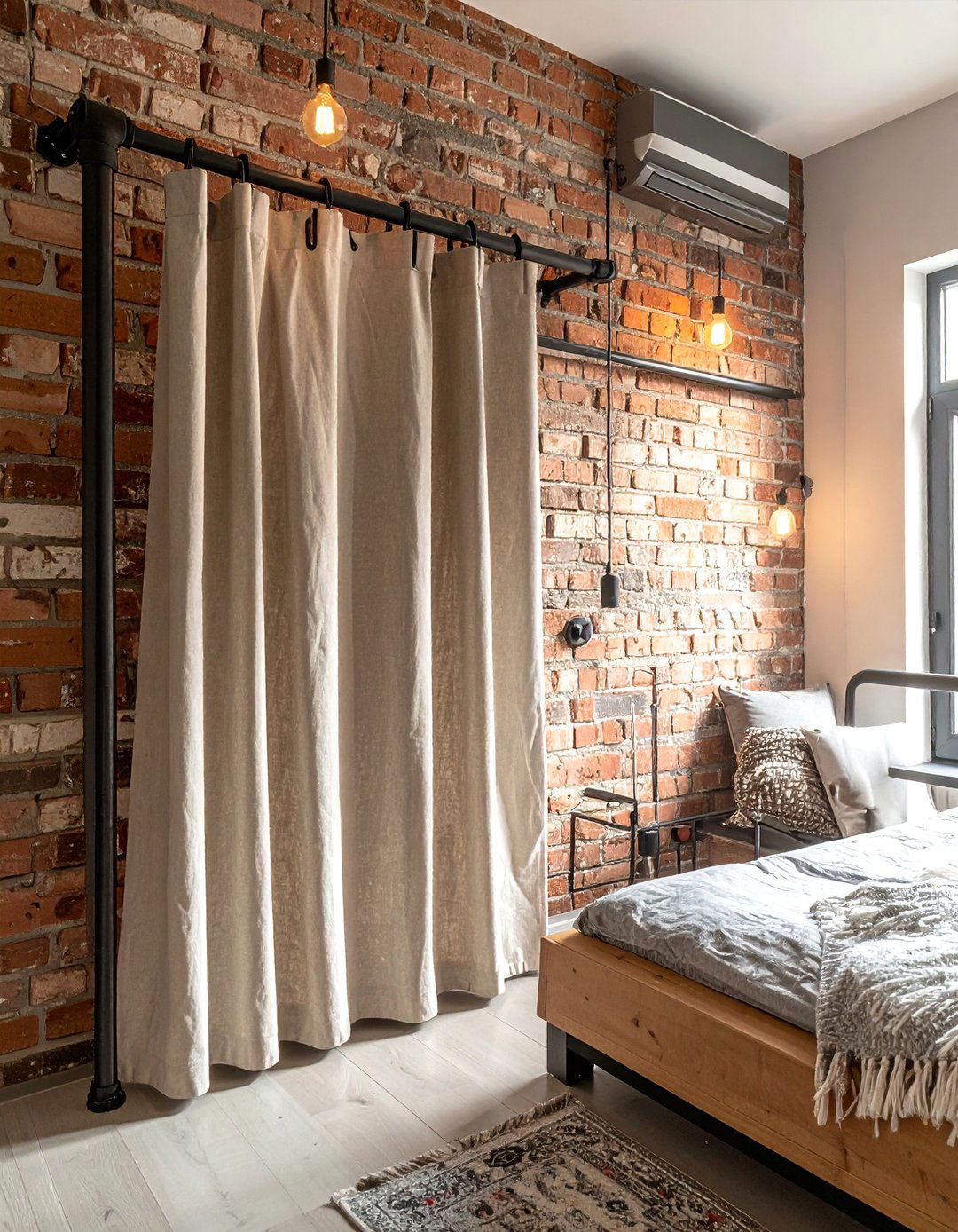 Industrial Pipe Rod Closet Curtains - 30 Closet Curtain Ideas for Stylish Storage