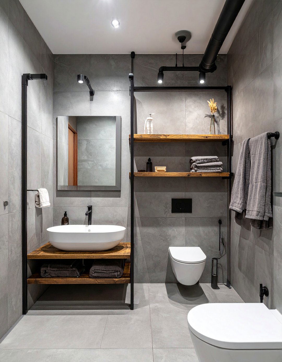 Industrial Pipe Shelving - 25 Over Toilet Storage Ideas to Maximize Bathroom Space