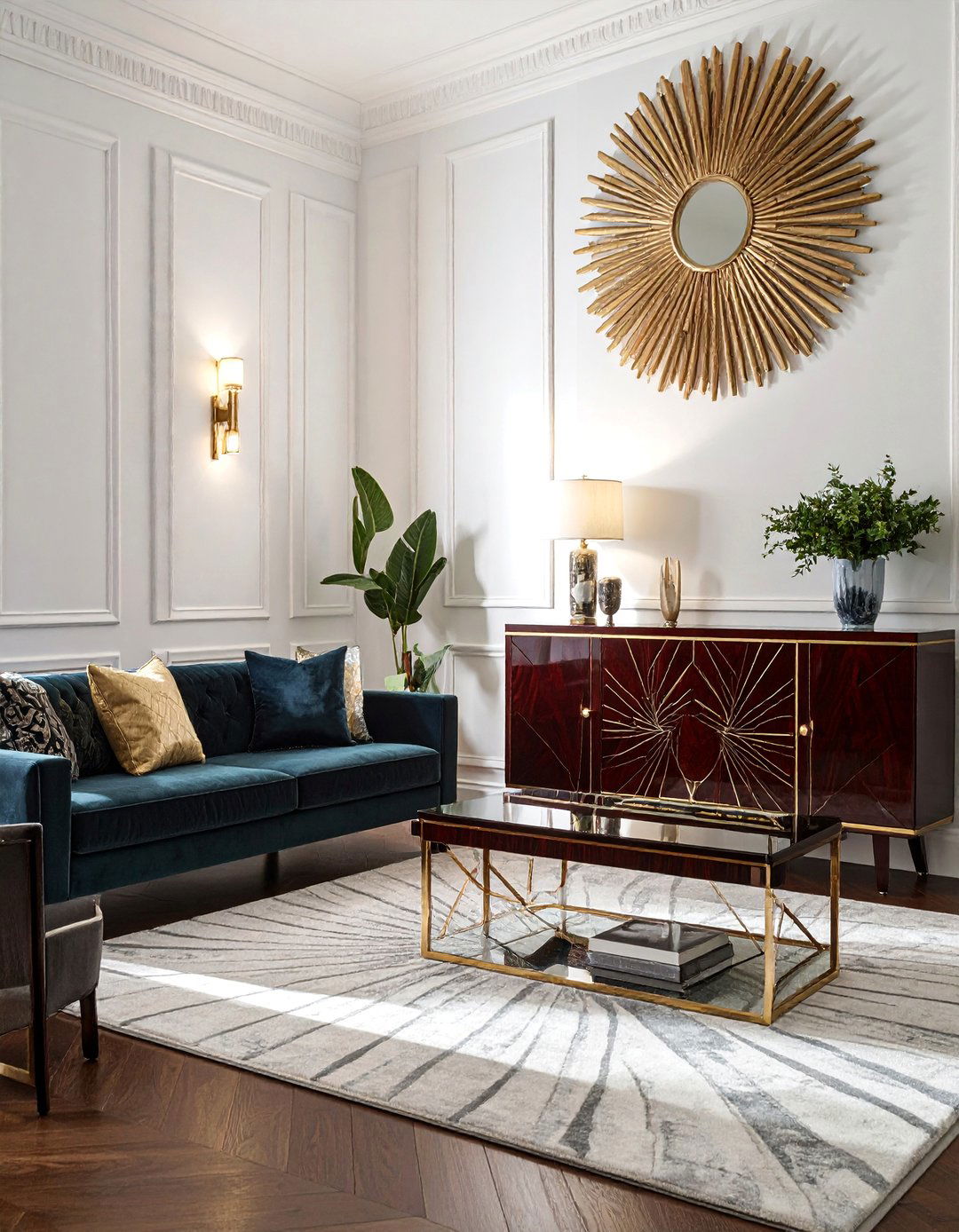 Inlaid Wood Detailing in an Art Deco Living Room - 25 Art Deco Living Room Ideas for a Luxurious Look