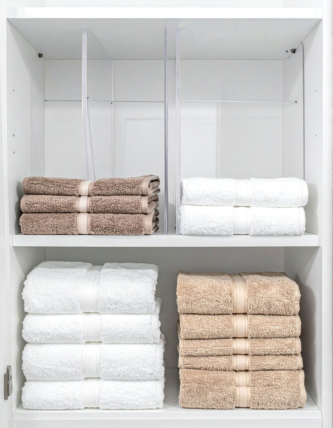 Install Shelf Dividers for Upright Linen Closet Organization - 30 Linen Closet Organization Ideas for a Tidy Home