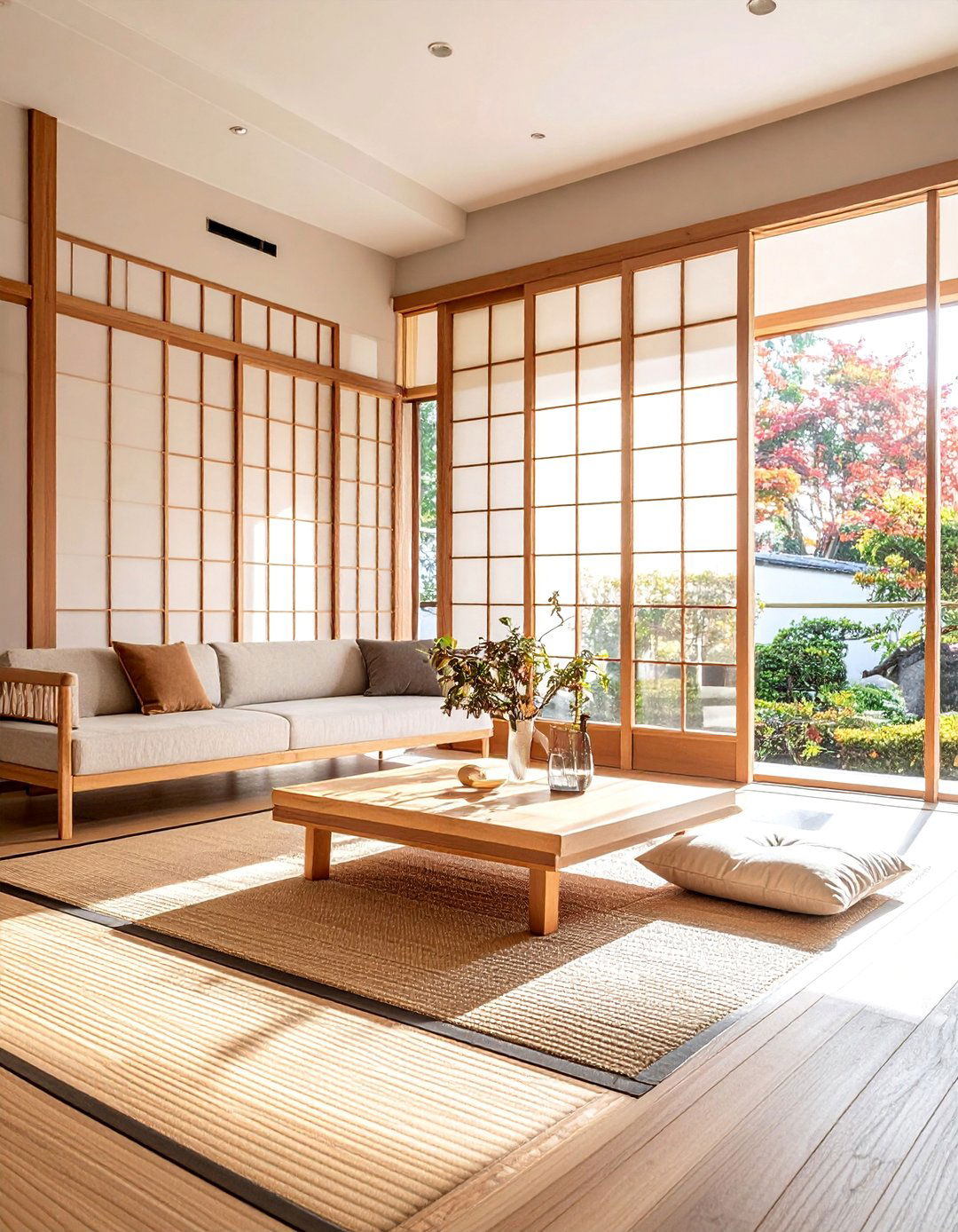 Integrate Shoji Screen Room Dividers - 30 Zen Living Room Ideas for a Peaceful Ambiance