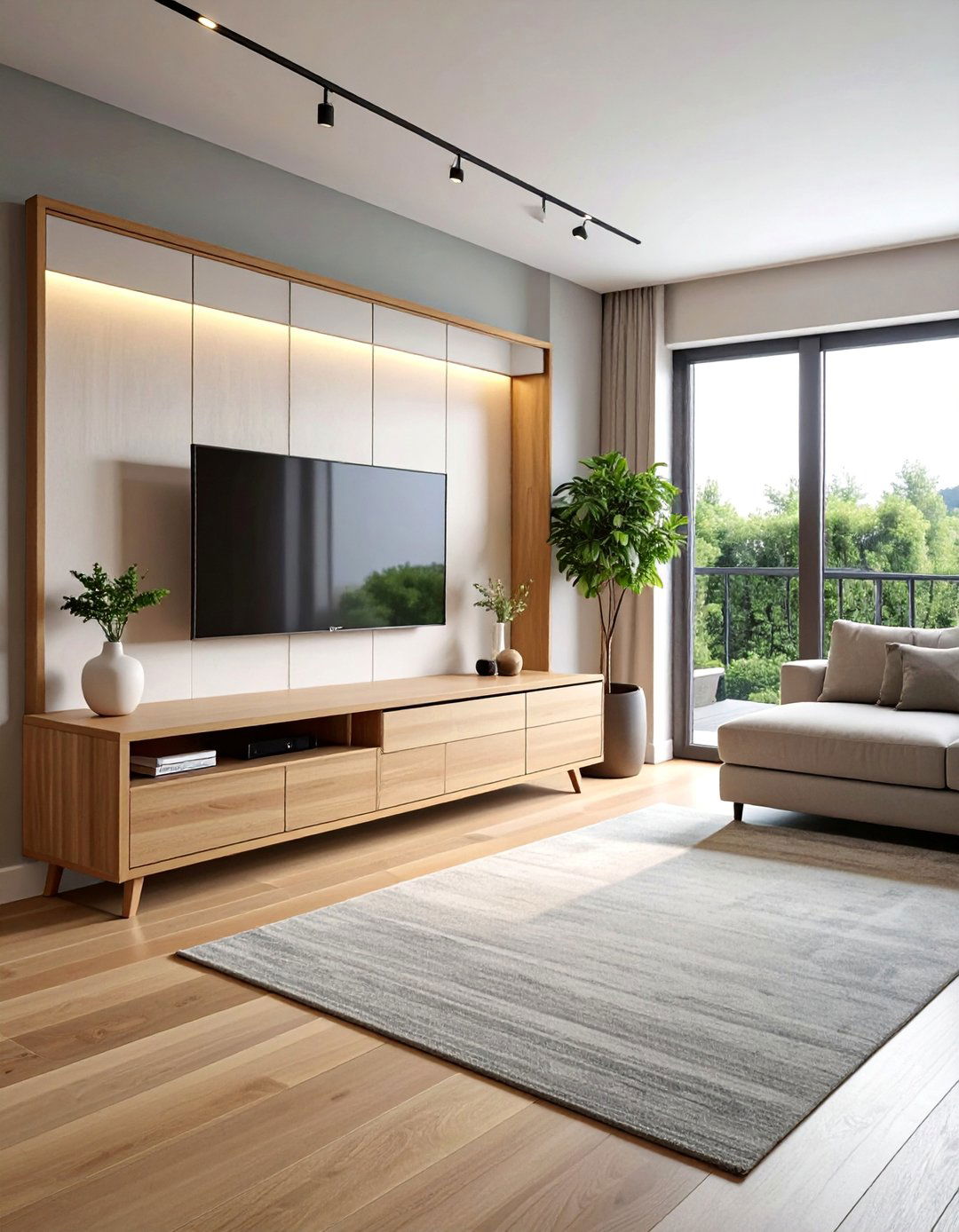 Integrate a Minimalist Media Console - 30 Zen Living Room Ideas for a Peaceful Ambiance