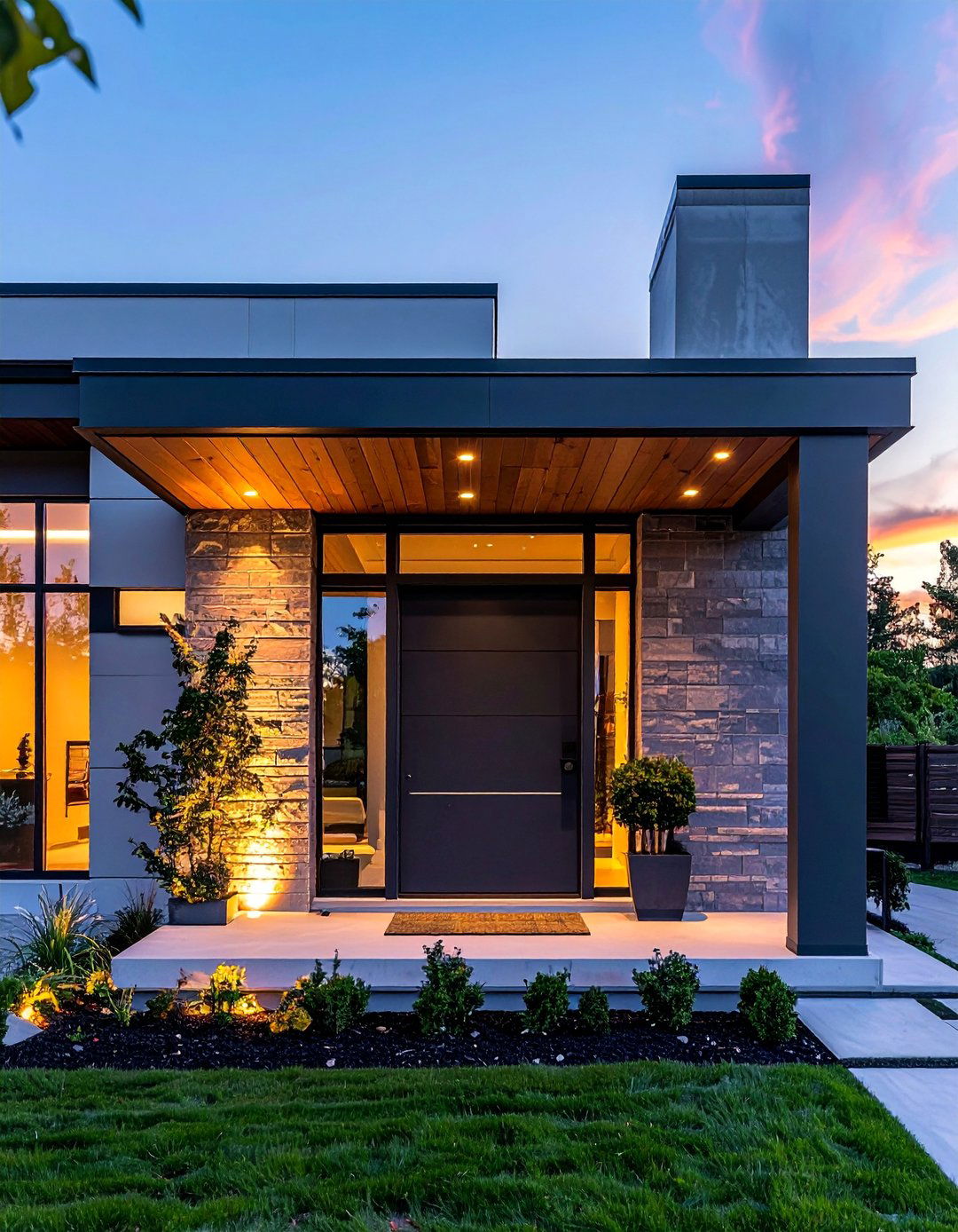 Integrated LED Lighting Front Door Canopy - 20 Front Door Canopy Ideas for a Welcoming Entrance