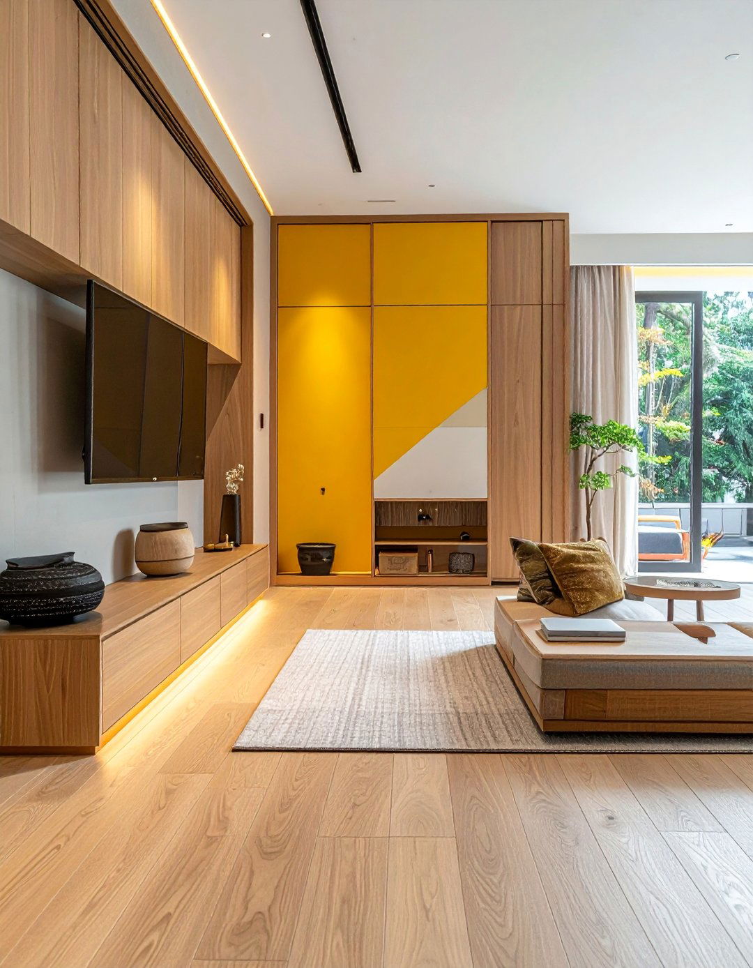Integrated and Concealed Storage in a Japanese Living Room - 30 Japanese Living Room Ideas for a Zen Space