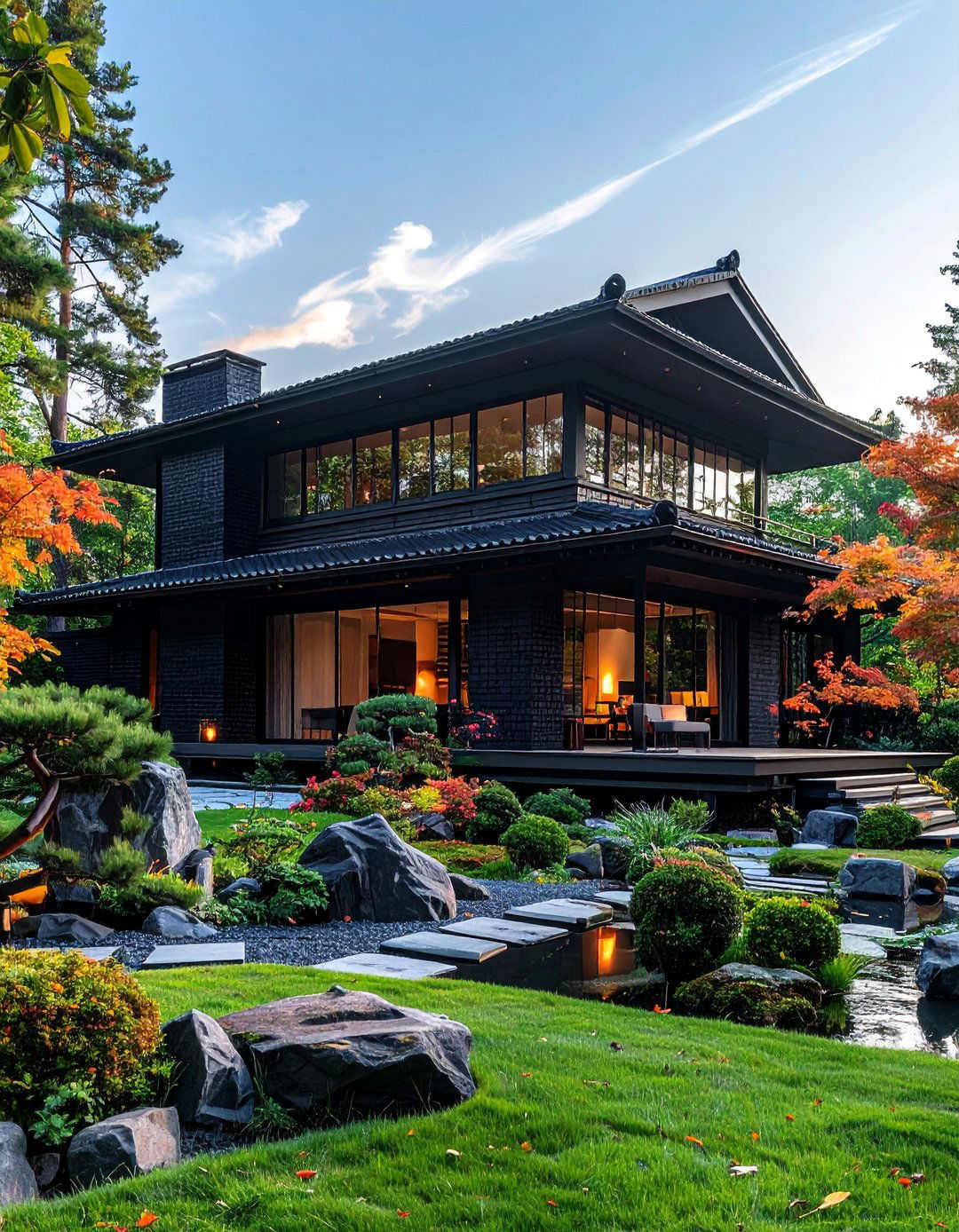 Japanese Inspired Black Brick House - 40 Black Brick House Exteriors for a Timeless and Elegant Look
