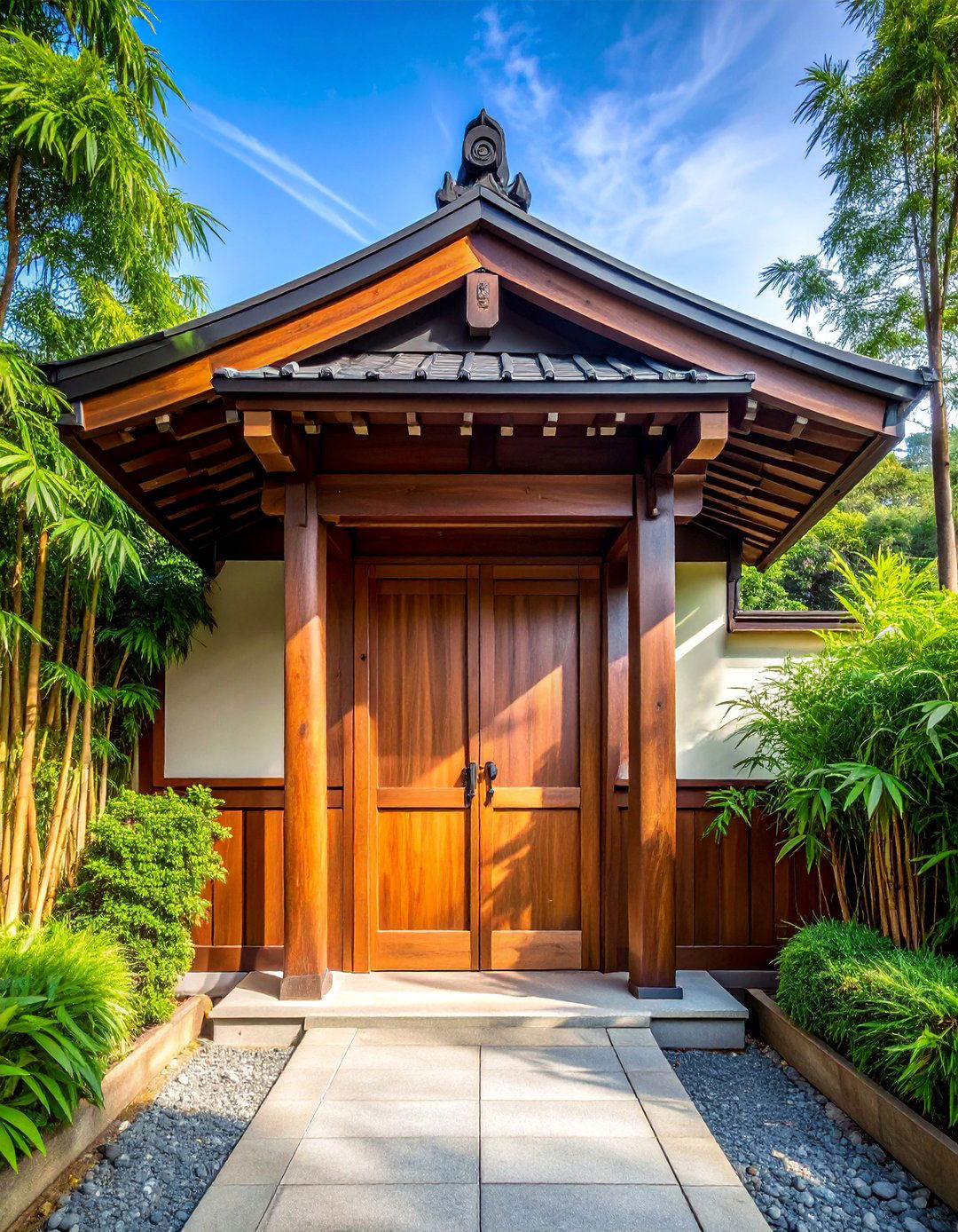 Japanese Inspired Pagoda Front Door Canopy - 20 Front Door Canopy Ideas for a Welcoming Entrance