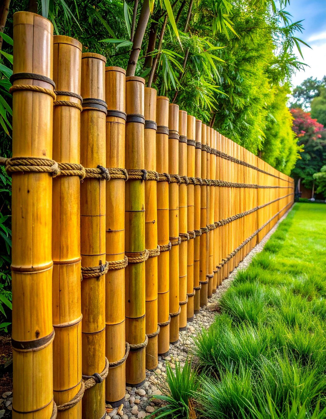 Japanese Style Bamboo Privacy Fencing - 30 Outdoor Privacy Screen Ideas for Your Backyard