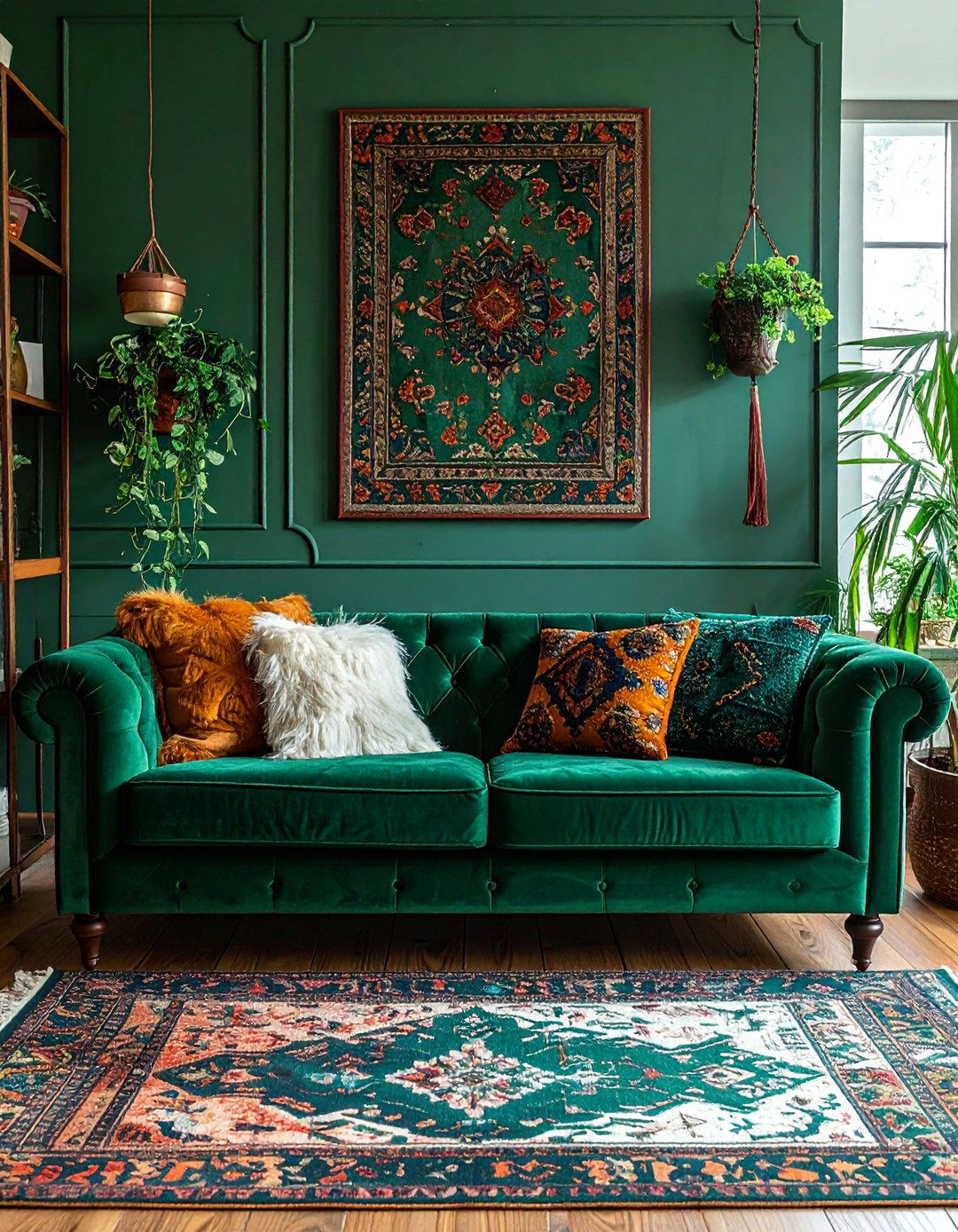 Jewel Toned Velvet Sofa Centerpiece - 30 Bohemian Maximalist Decor Ideas for a Bold Look