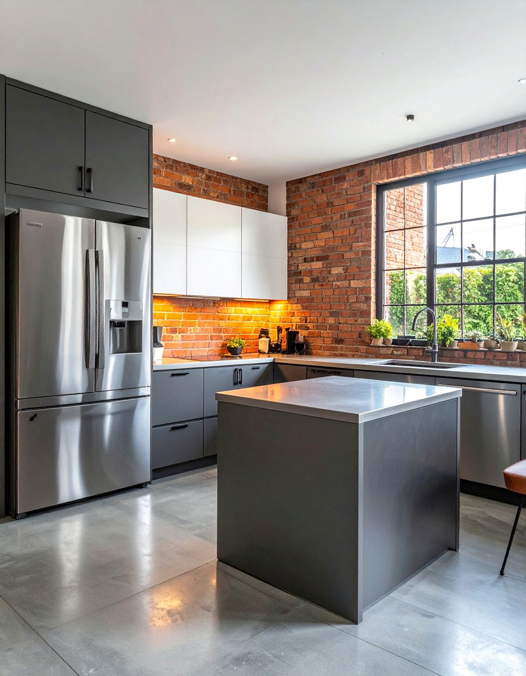 Kitchens With Grey Concrete Floors and Stainless Steel - 20 Kitchens With Grey Floors Design Inspiration
