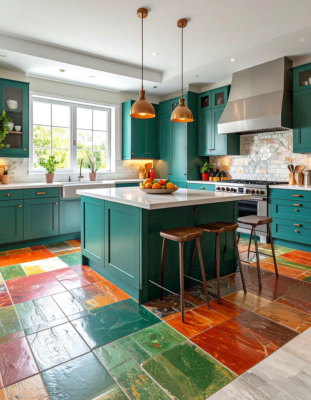 Kitchens With Multicolored Slate Floors - 20 Kitchens With Slate Floors Design Ideas