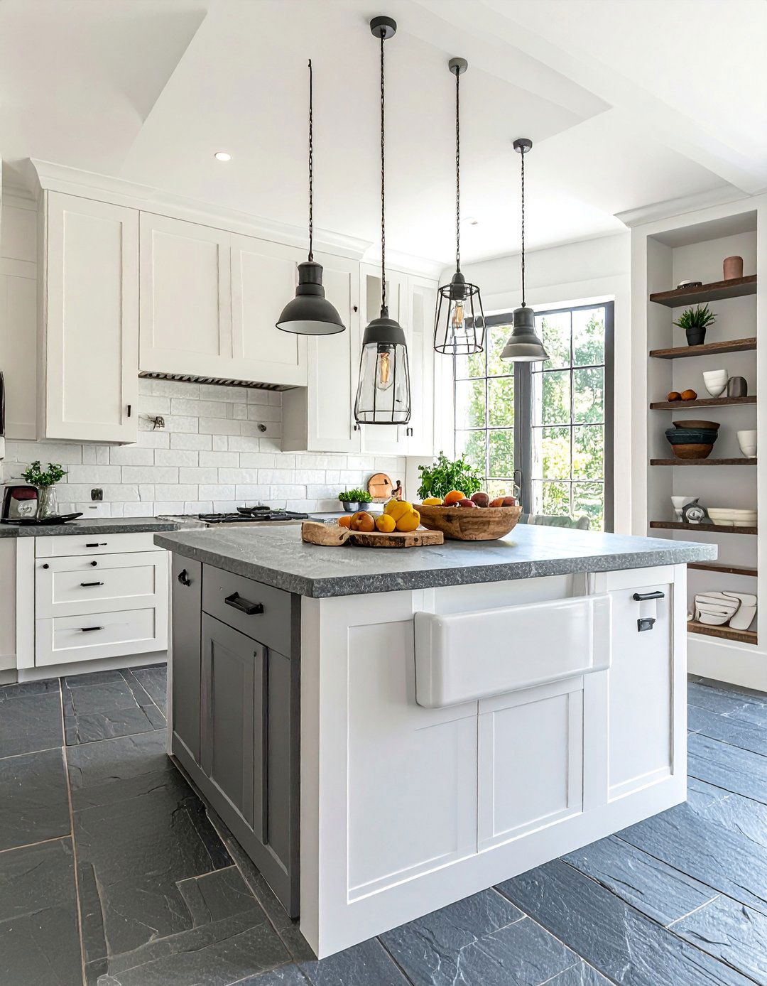 Kitchens With Slate Floors And A Farmhouse Sink - 20 Kitchens With Slate Floors Design Ideas