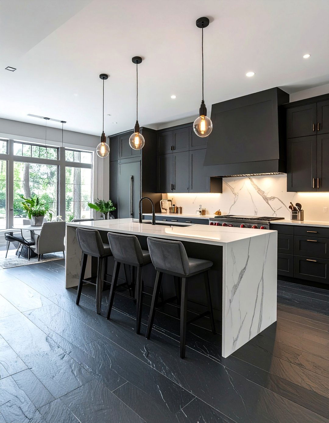 Kitchens With Slate Floors And Dark Cabinetry - 20 Kitchens With Slate Floors Design Ideas