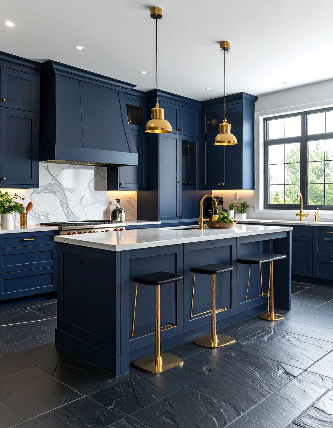 Kitchens With Slate Floors And Gold Hardware - 20 Kitchens With Slate Floors Design Ideas