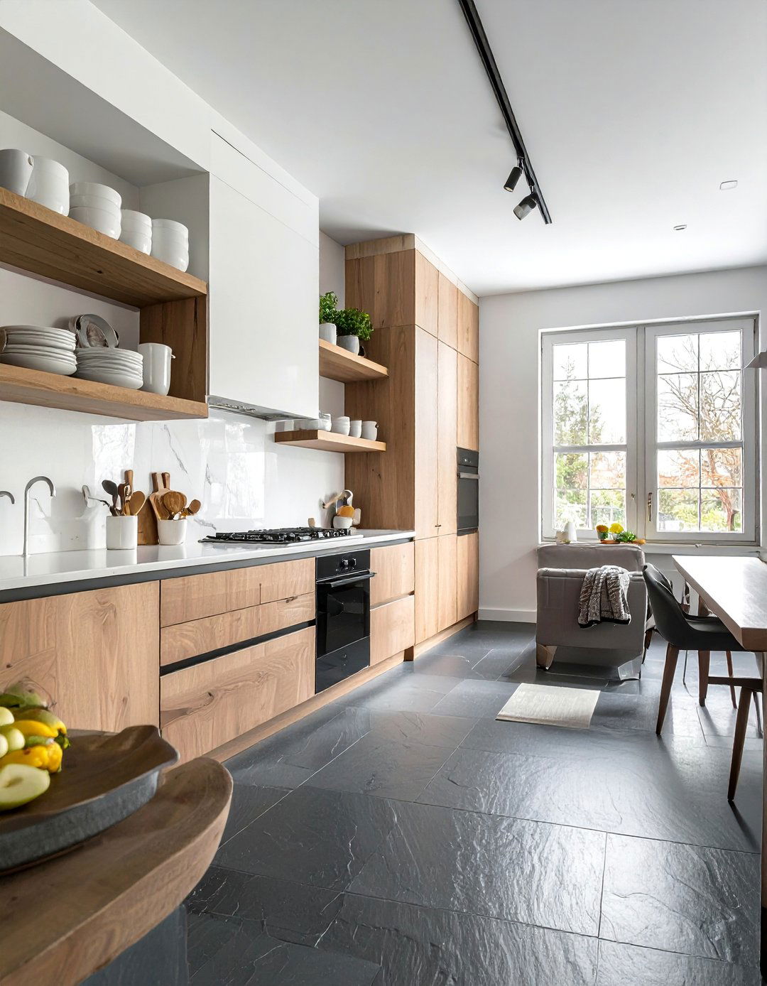 Kitchens With Slate Floors And Open Shelving - 20 Kitchens With Slate Floors Design Ideas