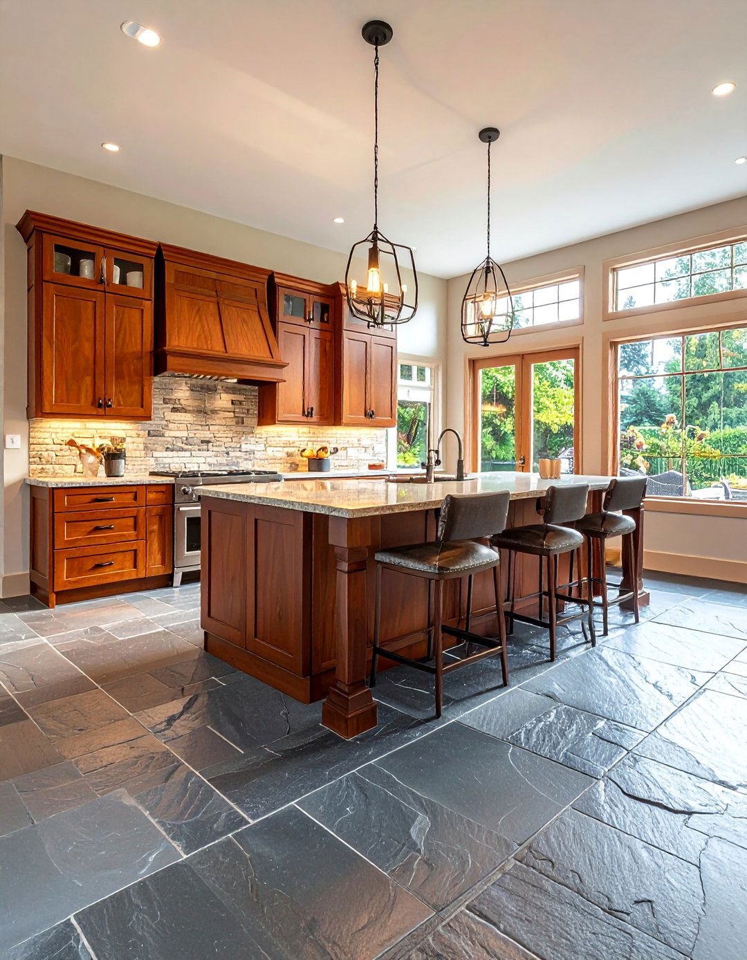 Kitchens With Slate Floors And Wood Cabinets - 20 Kitchens With Slate Floors Design Ideas