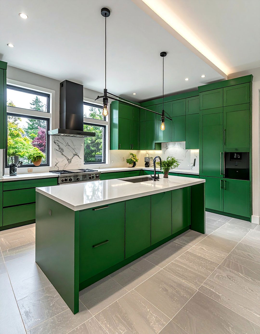 Kitchens With Slate Floors and A Colorful Island - 20 Kitchens With Slate Floors Design Ideas