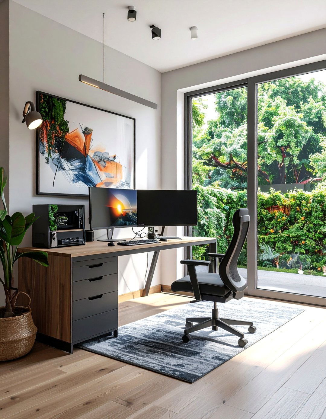 L Shaped Corner Workstation - 30 Desk in Living Room Ideas for a Functional Space