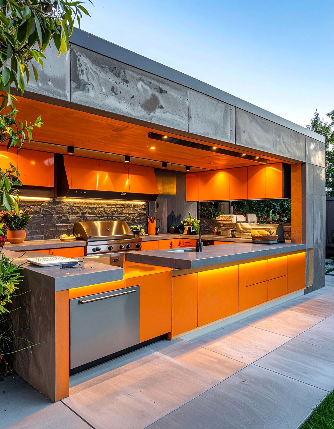 L Shaped Kitchen with Seasonal Adaptability - 20 L Shaped Outdoor Kitchen Ideas for Your Patio