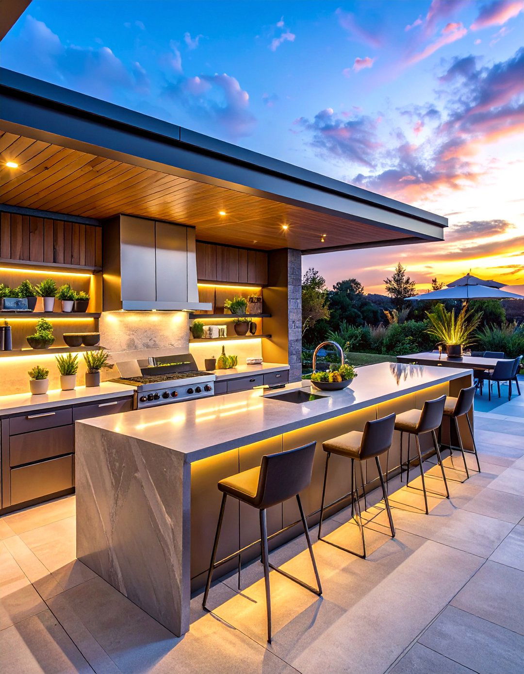 L Shaped Kitchen with Smart Technology Integration - 20 L Shaped Outdoor Kitchen Ideas for Your Patio