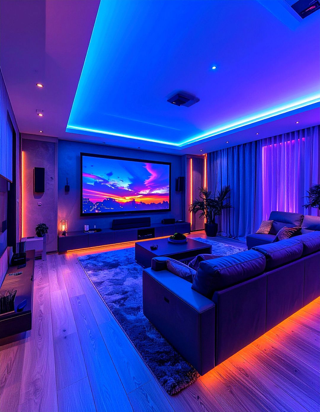 LED Ambient Lighting Theater - 20 Modern Home Theater Ideas for an Immersive Experience