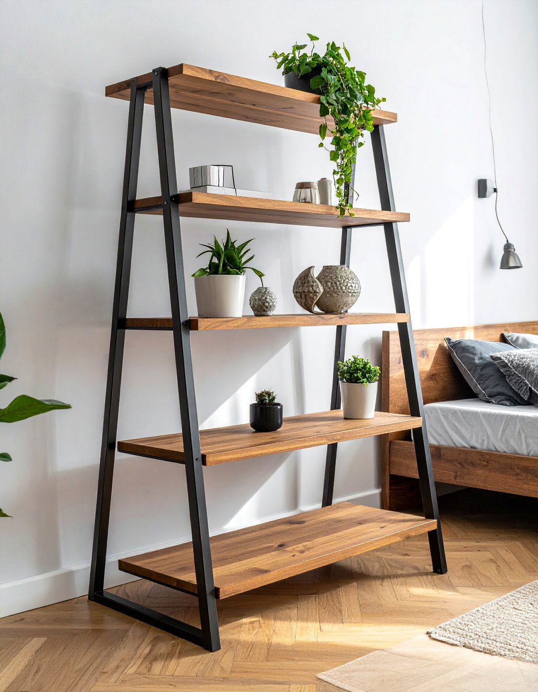 Ladder Style Nightstand Structure - 20 Nightstand Ideas to Enhance Your Bedroom Decor