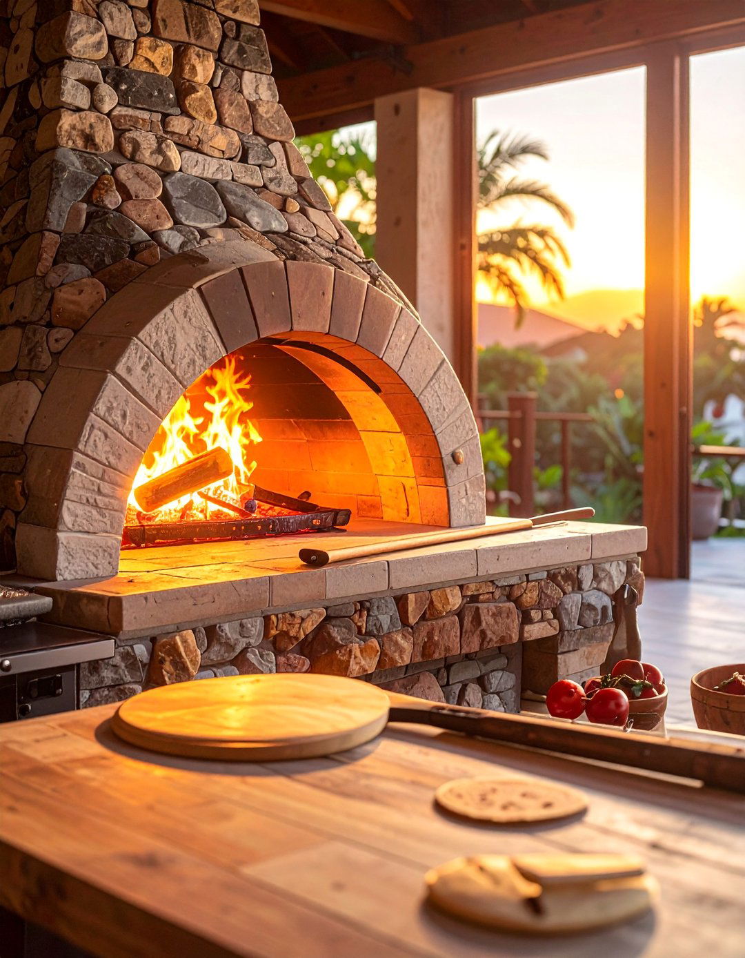 Lanai Kitchen with a Stone Pizza Oven - 20 Lanai Kitchen Ideas for Outdoor Cooking