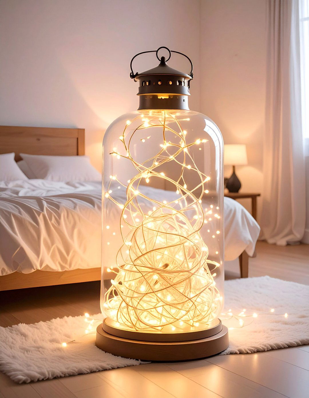 Lantern with Entwined Fairy Lights - 30 Lantern Decor Ideas to Illuminate Your Home and Garden