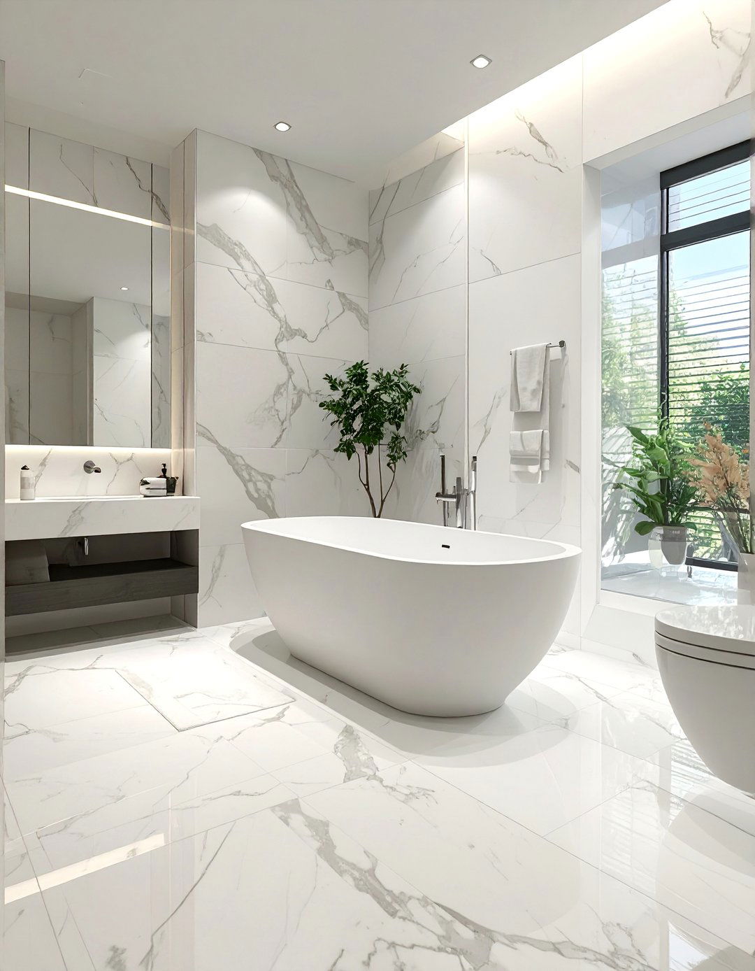 Large Format Porcelain Tiles - 40 Bathroom Design Ideas for a Modern Home