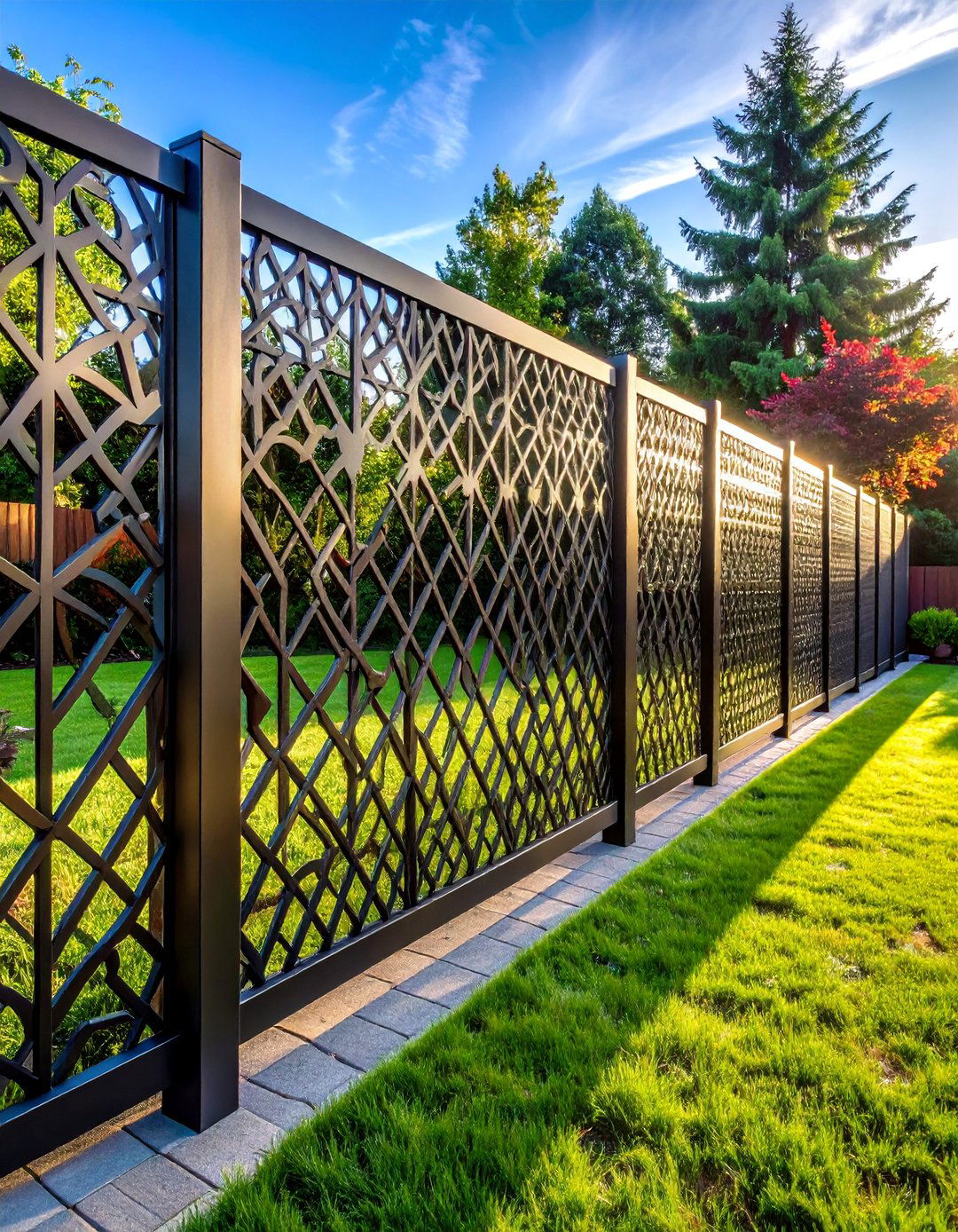 Laser Cut Decorative Metal Panel Fence - 25 Backyard Fence Ideas to Enhance Your Outdoor Space