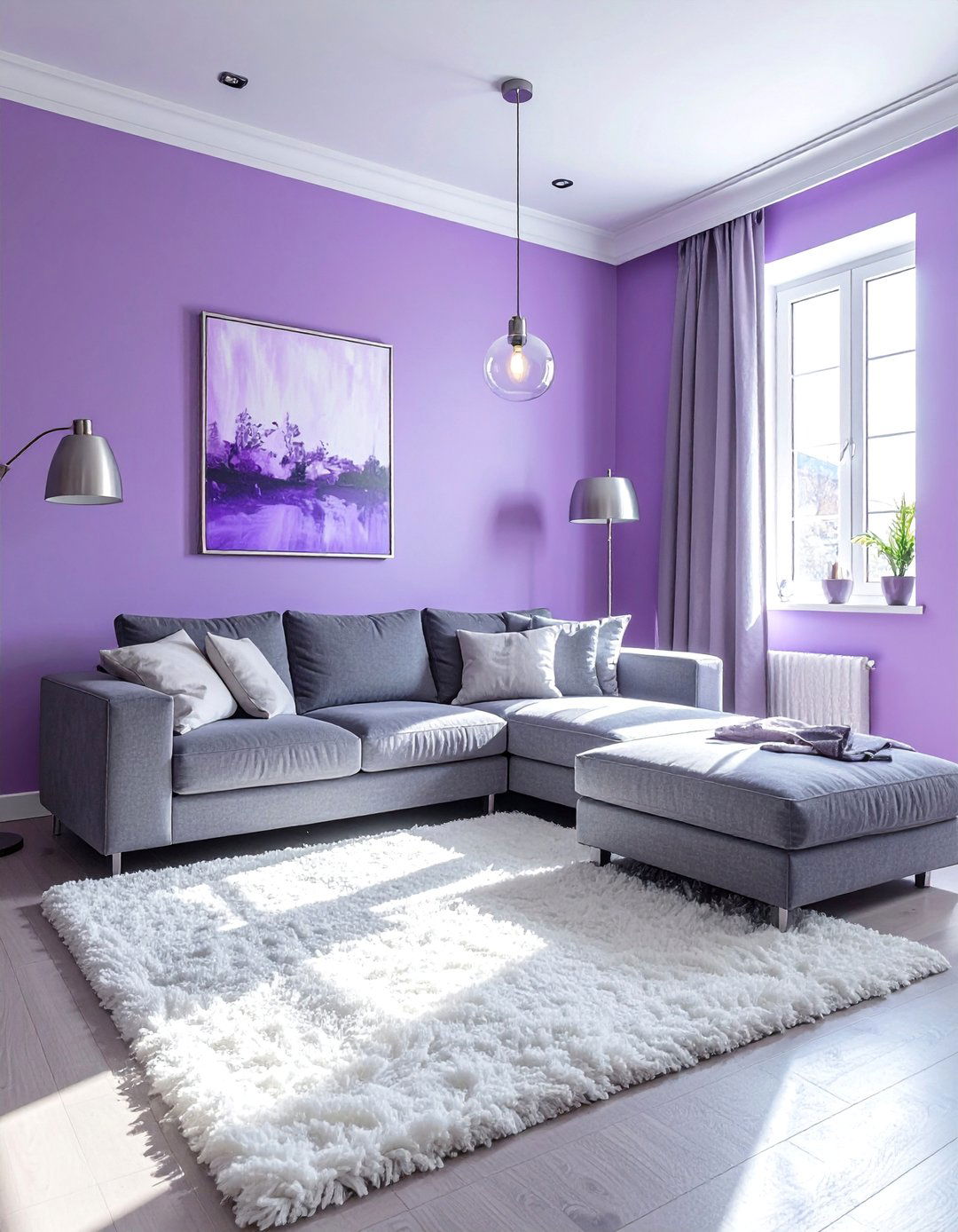 Lavender and Cool Grey Purple Living Room - 25 Purple Living Room Ideas for a Luxurious Vibe
