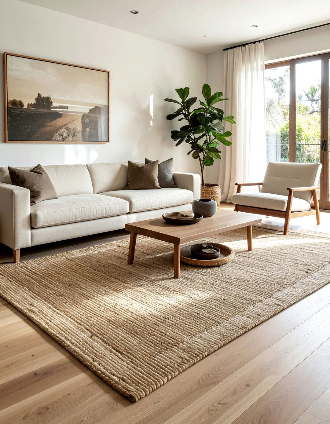 Lay Down a Natural Fiber Rug - 30 Zen Living Room Ideas for a Peaceful Ambiance