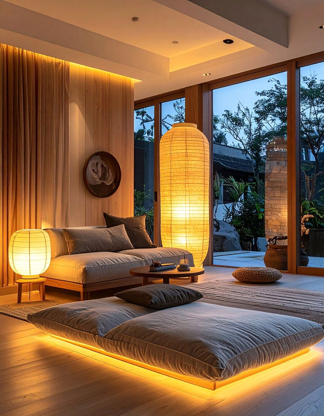 Layer Soft Ambient Lighting - 30 Zen Living Room Ideas for a Peaceful Ambiance