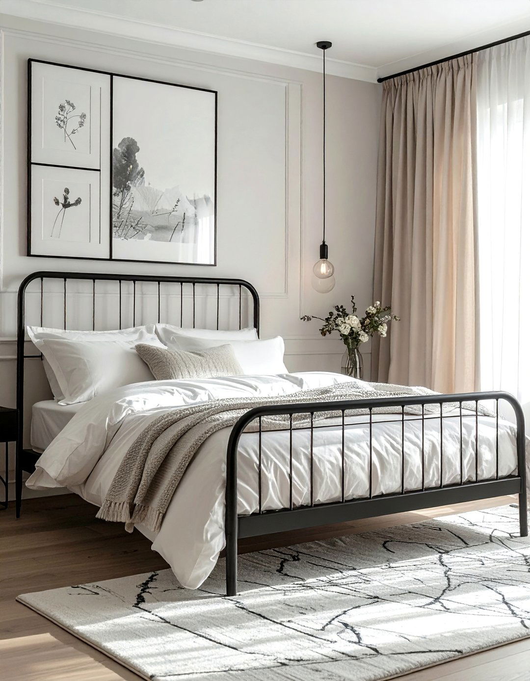 Layering Shades of White and Off White - 40 Black and White Bedroom Ideas for Elegance