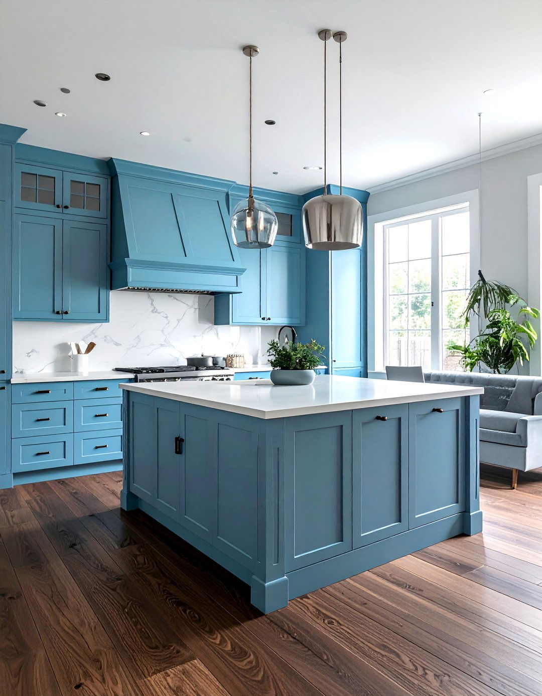 Light Blue Cabinets with Dark Wood Flooring - 20 Light Blue Kitchen Cabinets Ideas for a Fresh Look