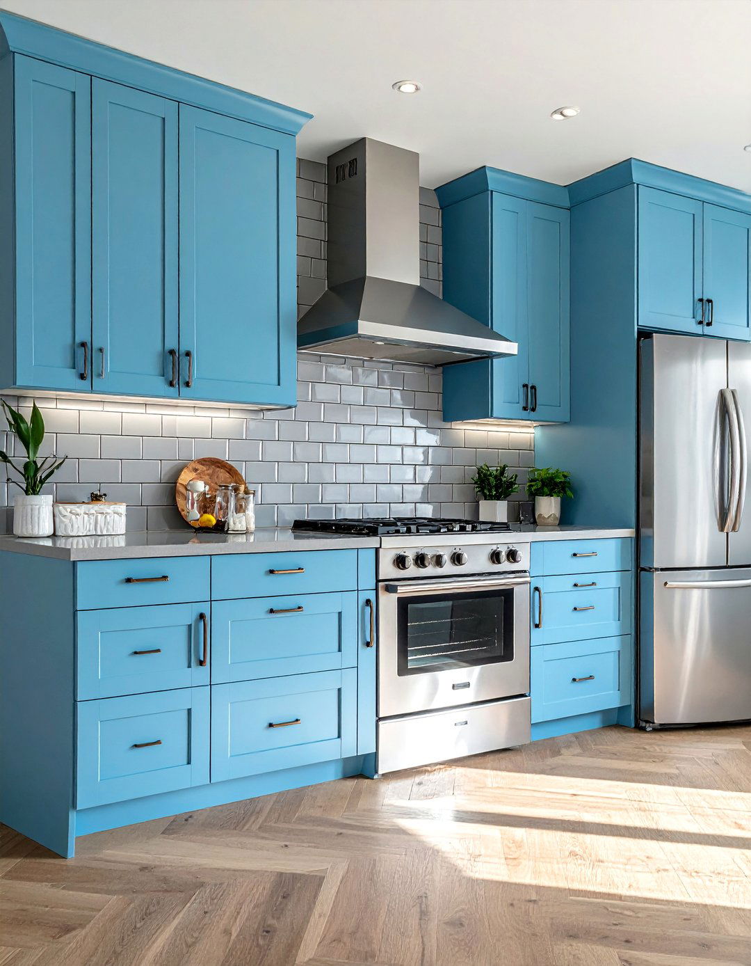 Light Blue Cabinets with Stainless Steel Appliances - 20 Light Blue Kitchen Cabinets Ideas for a Fresh Look