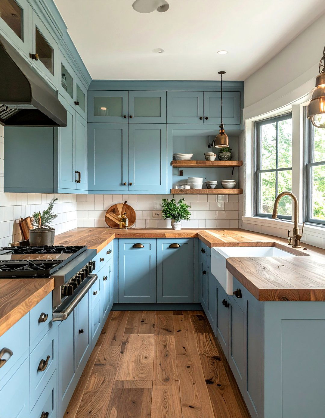 Light Blue Kitchen Cabinets with Butcher Block Countertops - 20 Light Blue Kitchen Cabinets Ideas for a Fresh Look
