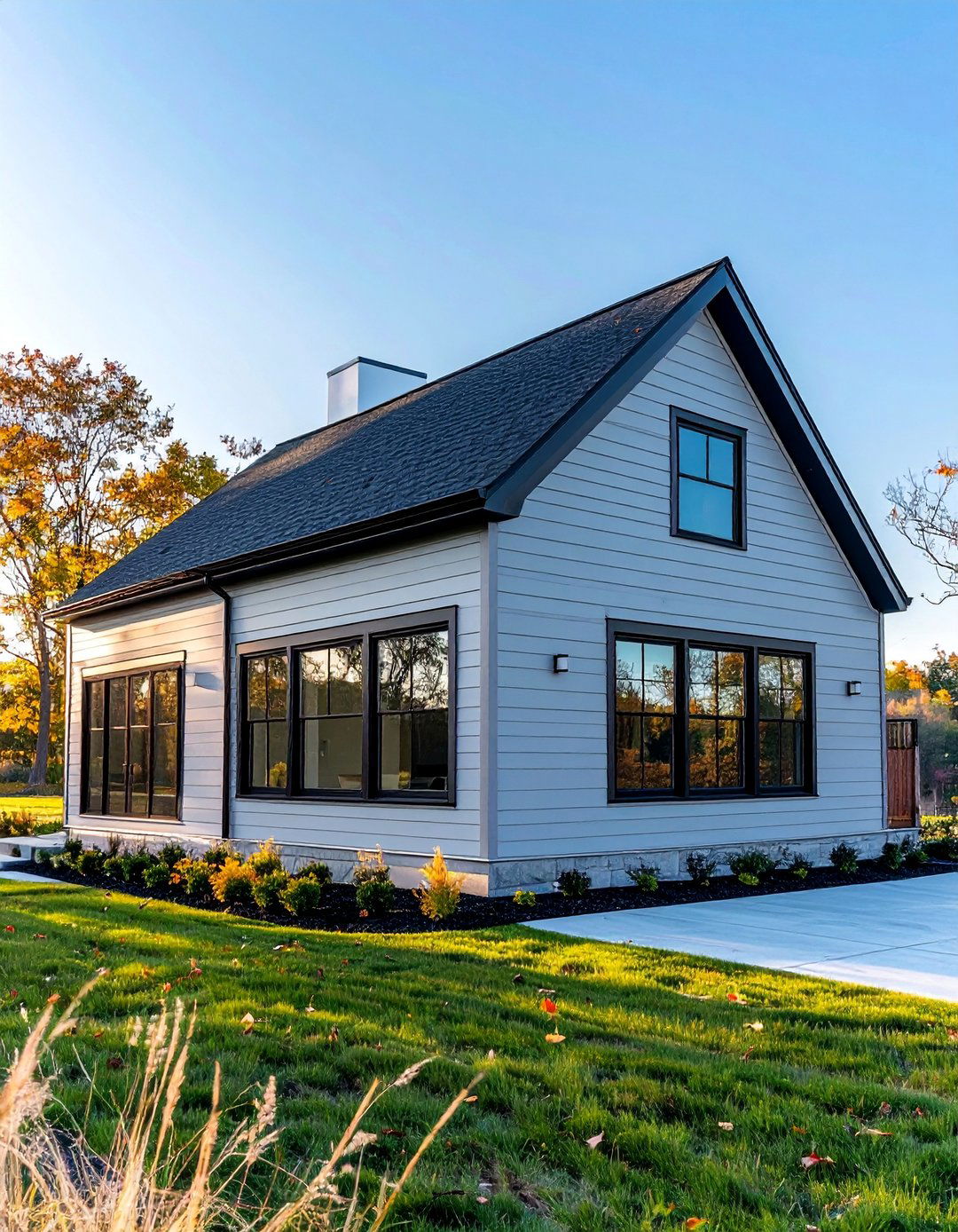Light Gray Siding With Black Windows - 30 Houses With Black Windows for Bold Style
