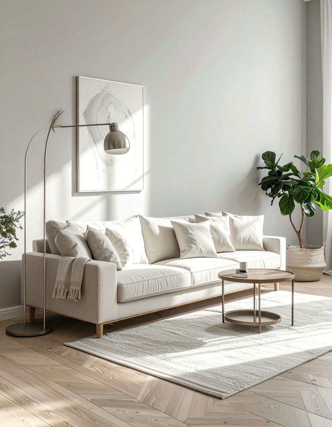 Light Grey Walls with Cream Upholstery - 30 Grey and Cream Living Room Ideas for Elegance