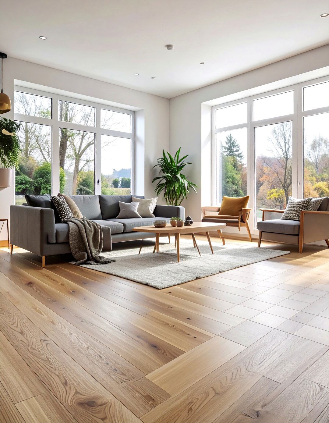 Light Oak Wood Look Planks - 20 Living Room Vinyl Flooring Ideas for Modern Homes