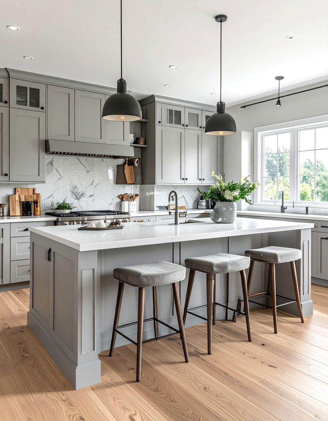 Light Wood Floor Kitchen in a Transitional Design - 20 Light Wood Floor Kitchen Ideas for a Bright Space