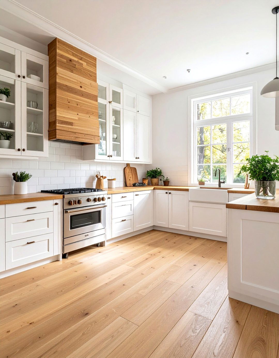 Light Wood Floor Kitchen with Matching Wood Countertops - 20 Light Wood Floor Kitchen Ideas for a Bright Space