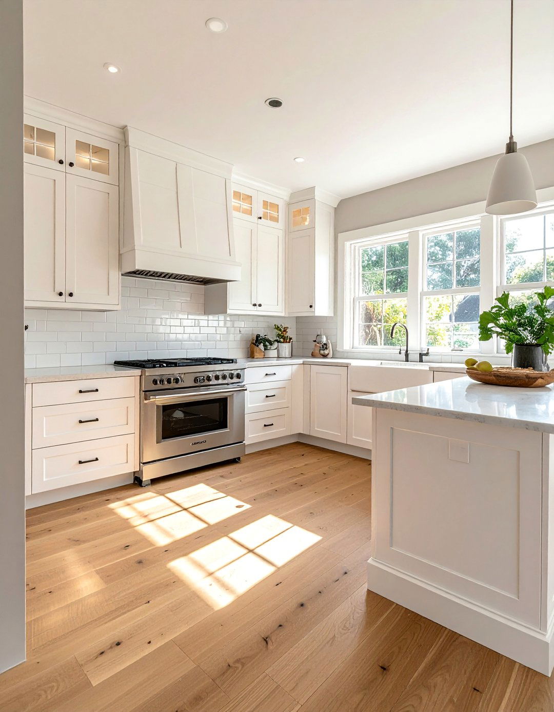 Light Wood Floor Kitchen with White Shaker Cabinets - 20 Light Wood Floor Kitchen Ideas for a Bright Space