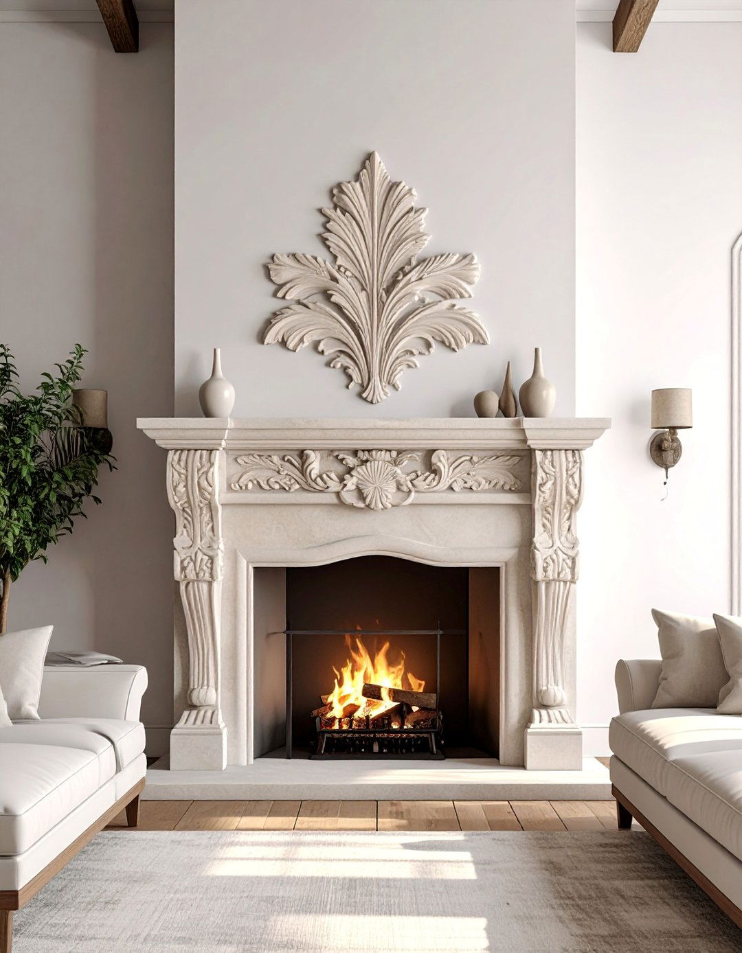Limestone Carved Mantel Fireplace - 25 Spanish Style Fireplace Ideas for a Warm Ambiance