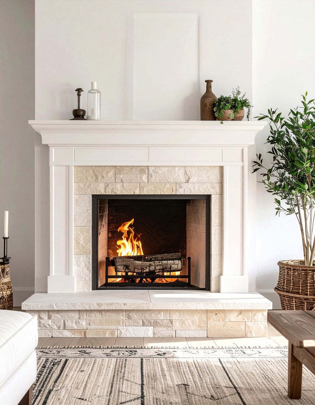 Limestone Farmhouse Fireplace Tile - 30 Farmhouse Fireplace Tile Ideas for a Cozy Ambiance