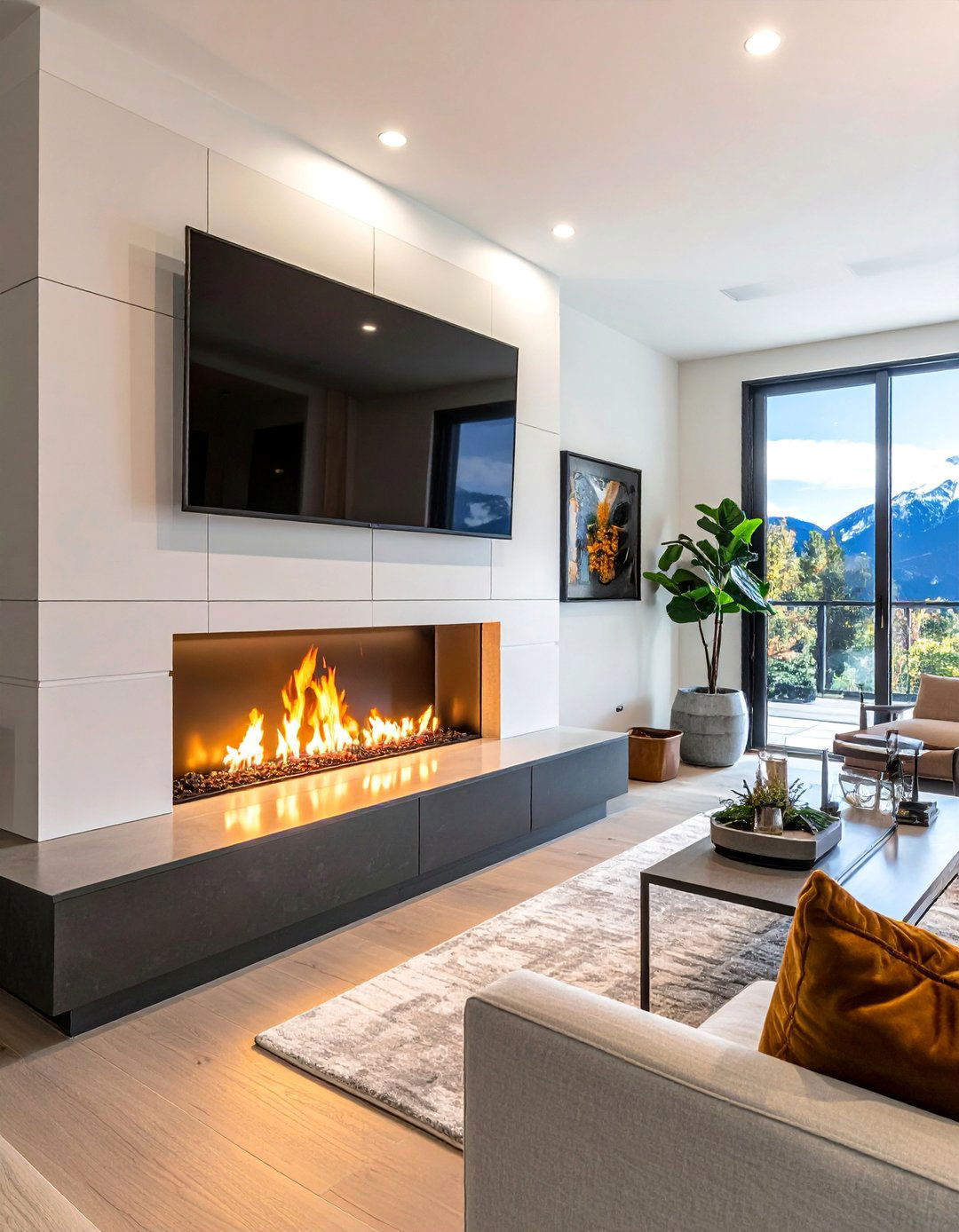 Linear Gas Fireplace Entertainment Center - 20 Linear Fireplace Ideas With TV Above for Cozy Nights