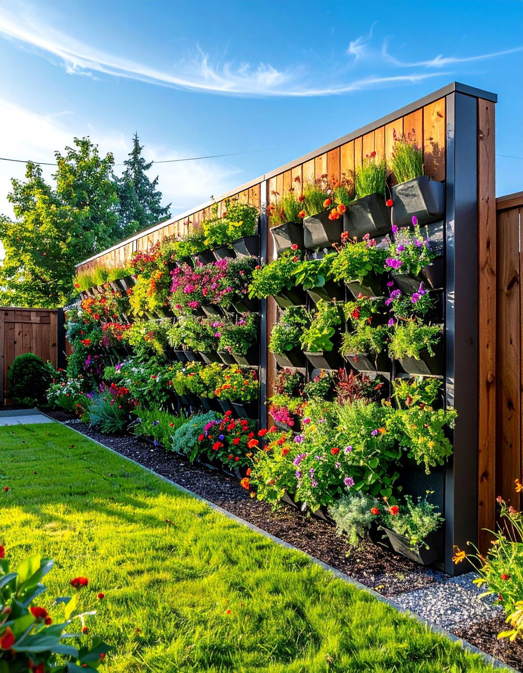 Living Wall Vertical Garden Fence - 25 Backyard Fence Ideas to Enhance Your Outdoor Space