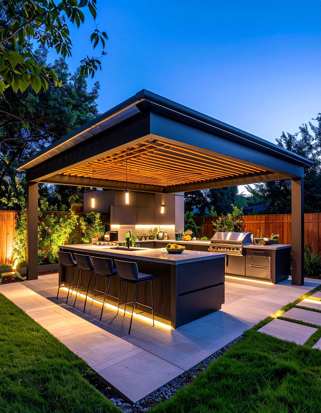 Louvered Pergola Systems - 20 Outdoor Kitchen Roof Ideas for Shade and Style