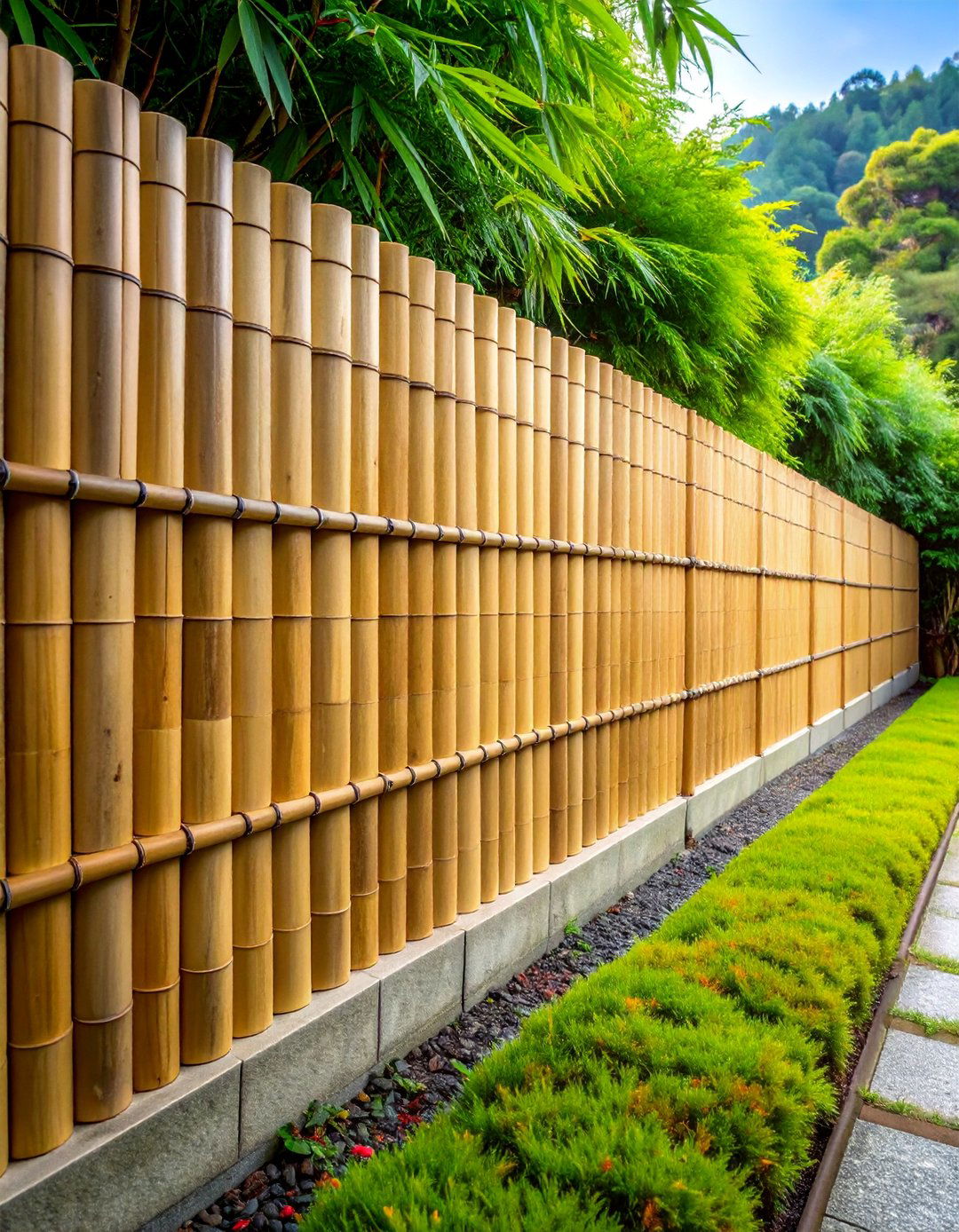 Low Boundary Yarai Fence - 40 Japanese Fence Ideas for Serene Gardens